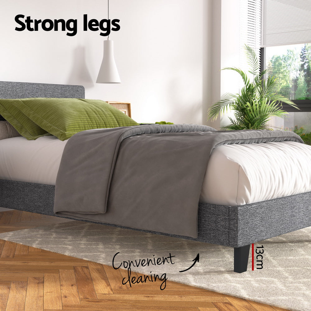 Artiss Neo Bed Frame Fabric - Grey King Single