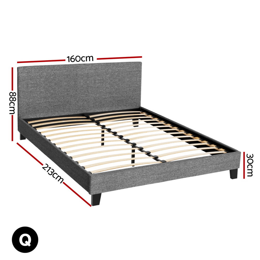 Artiss Neo Bed Frame Fabric - Grey Queen
