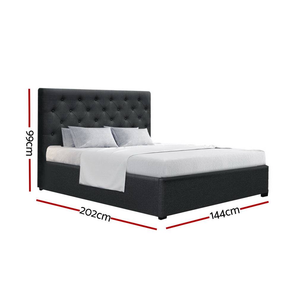 Artiss Bed Frame Double Size Gas Lift Base With Storage Fabric Charcoal Vila