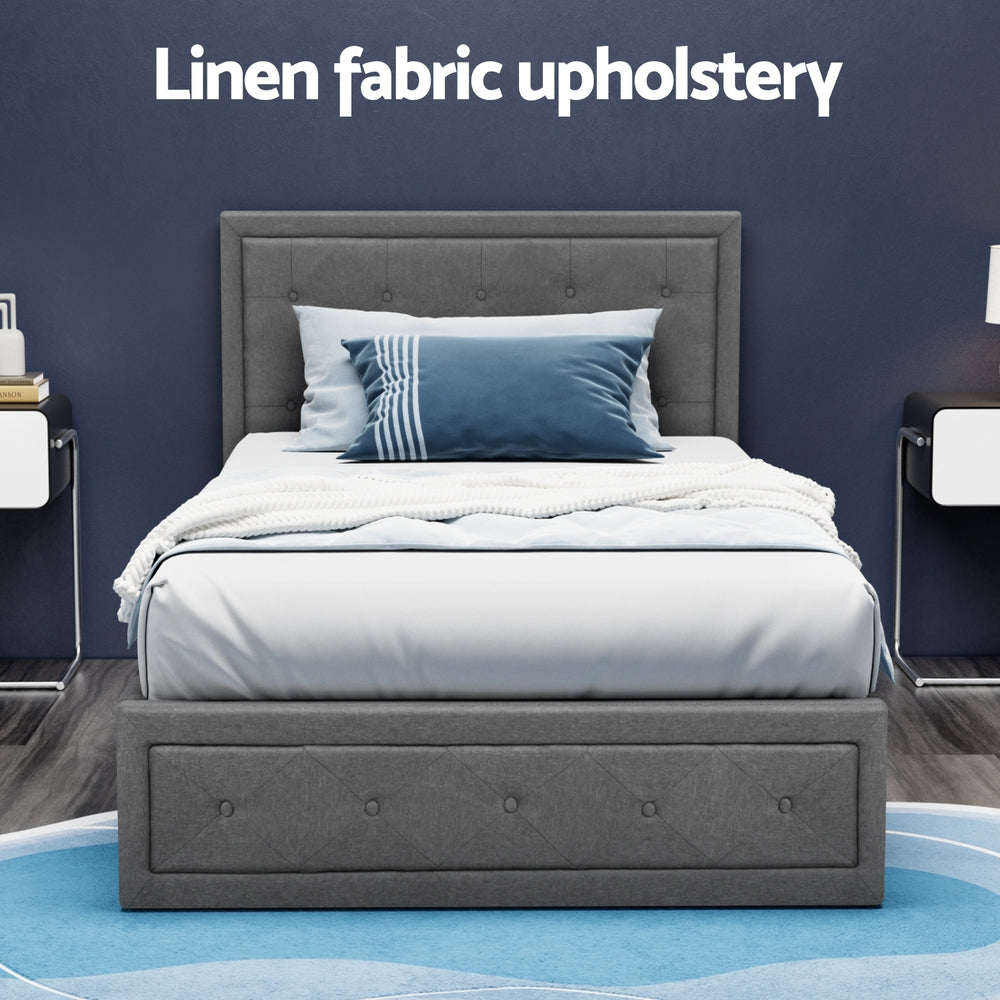 Artiss Bed Frame King Single Size Gas Lift Base With Storage Mattress Fabric