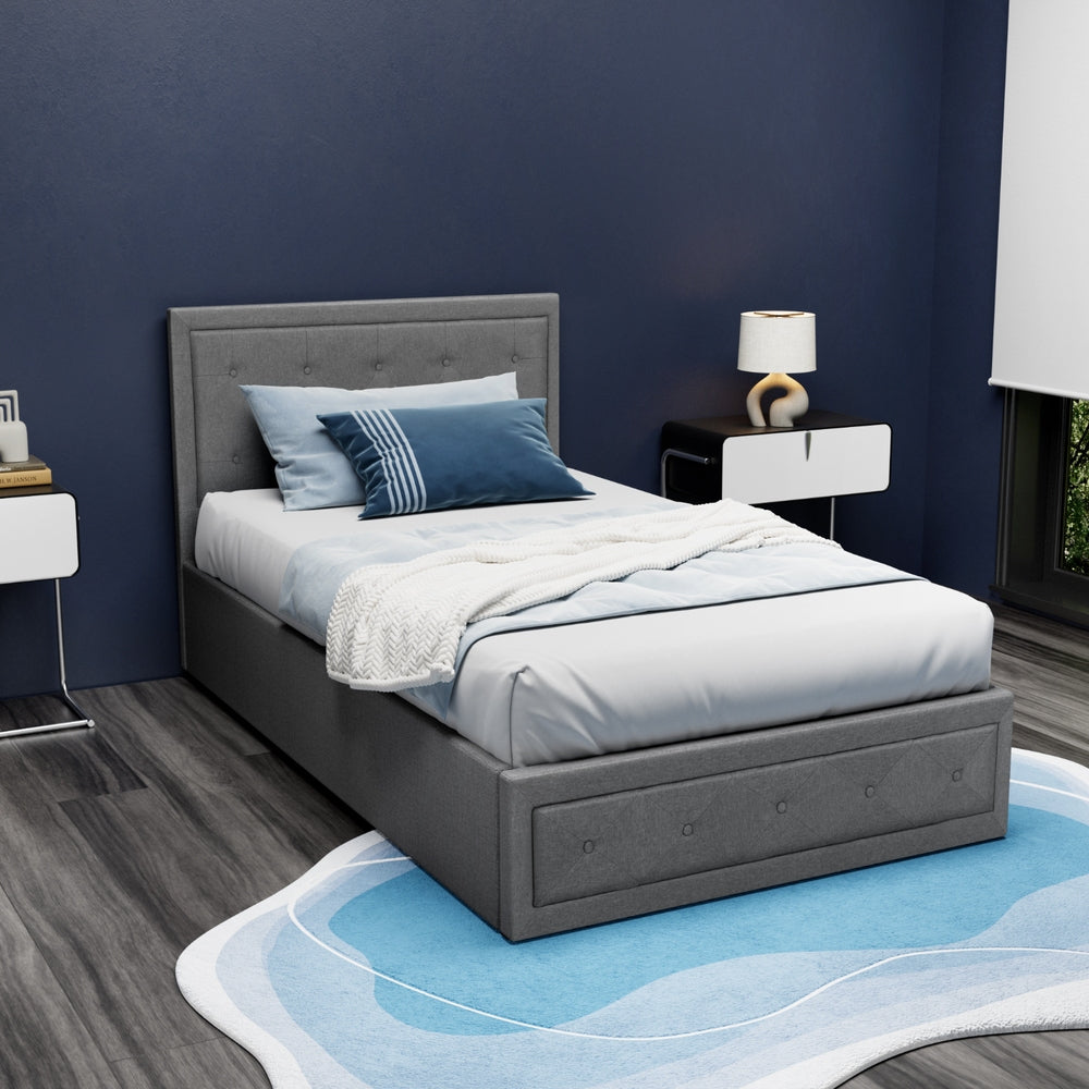 Artiss Bed Frame King Single Size Gas Lift Base With Storage Mattress Fabric