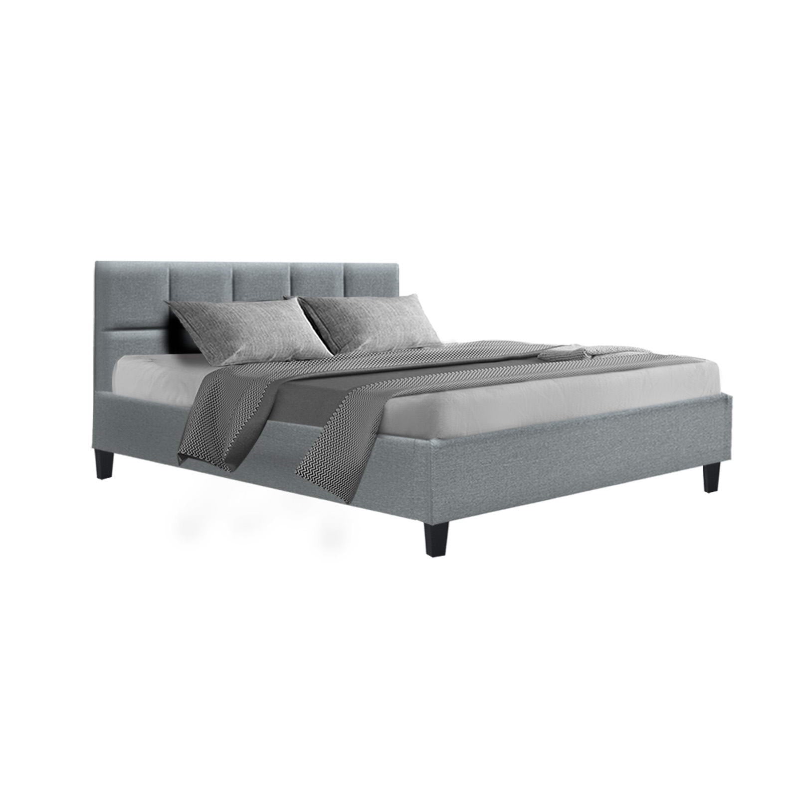 Tino Bed Frame Fabric - Grey Queen