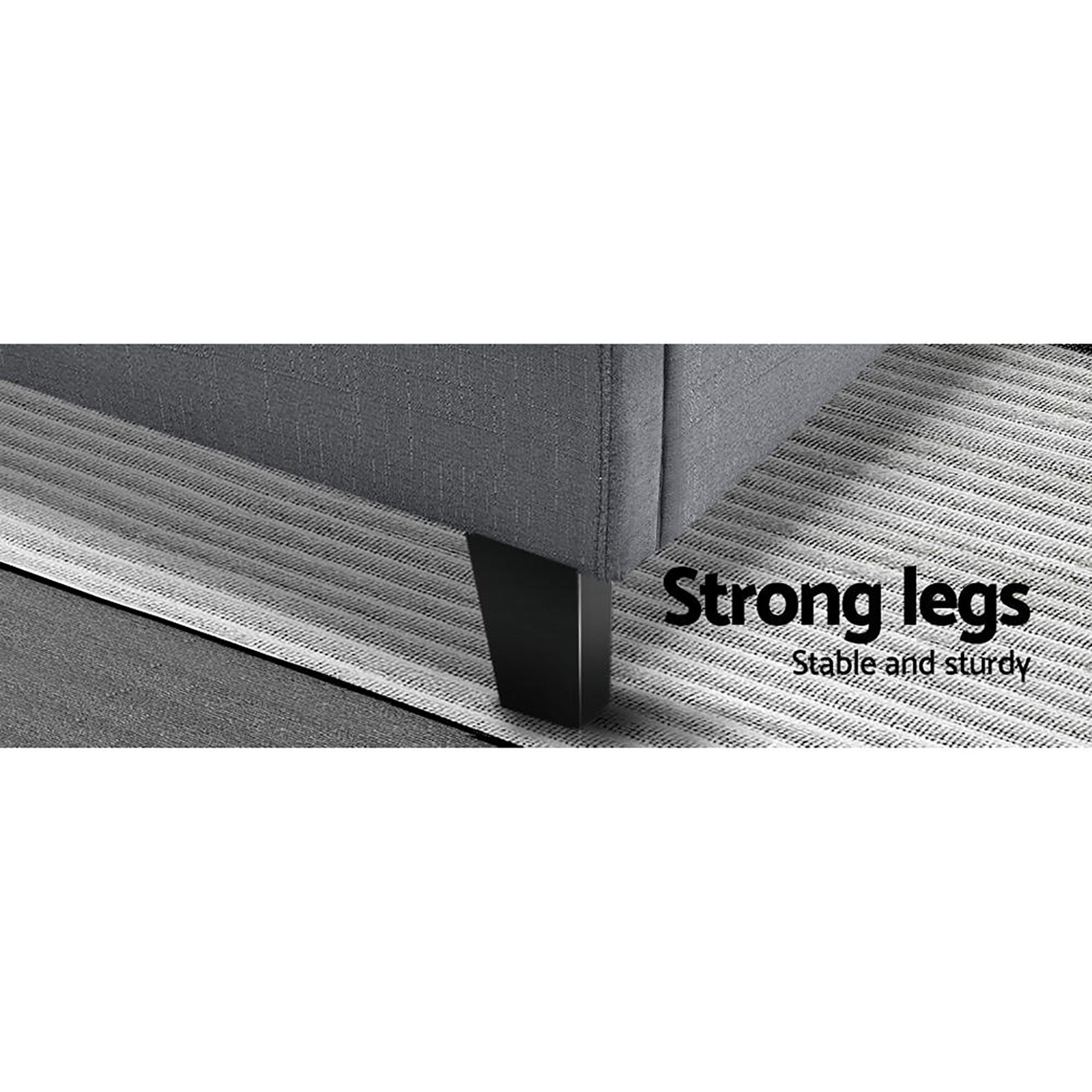 Tino Bed Frame Fabric - Grey Queen