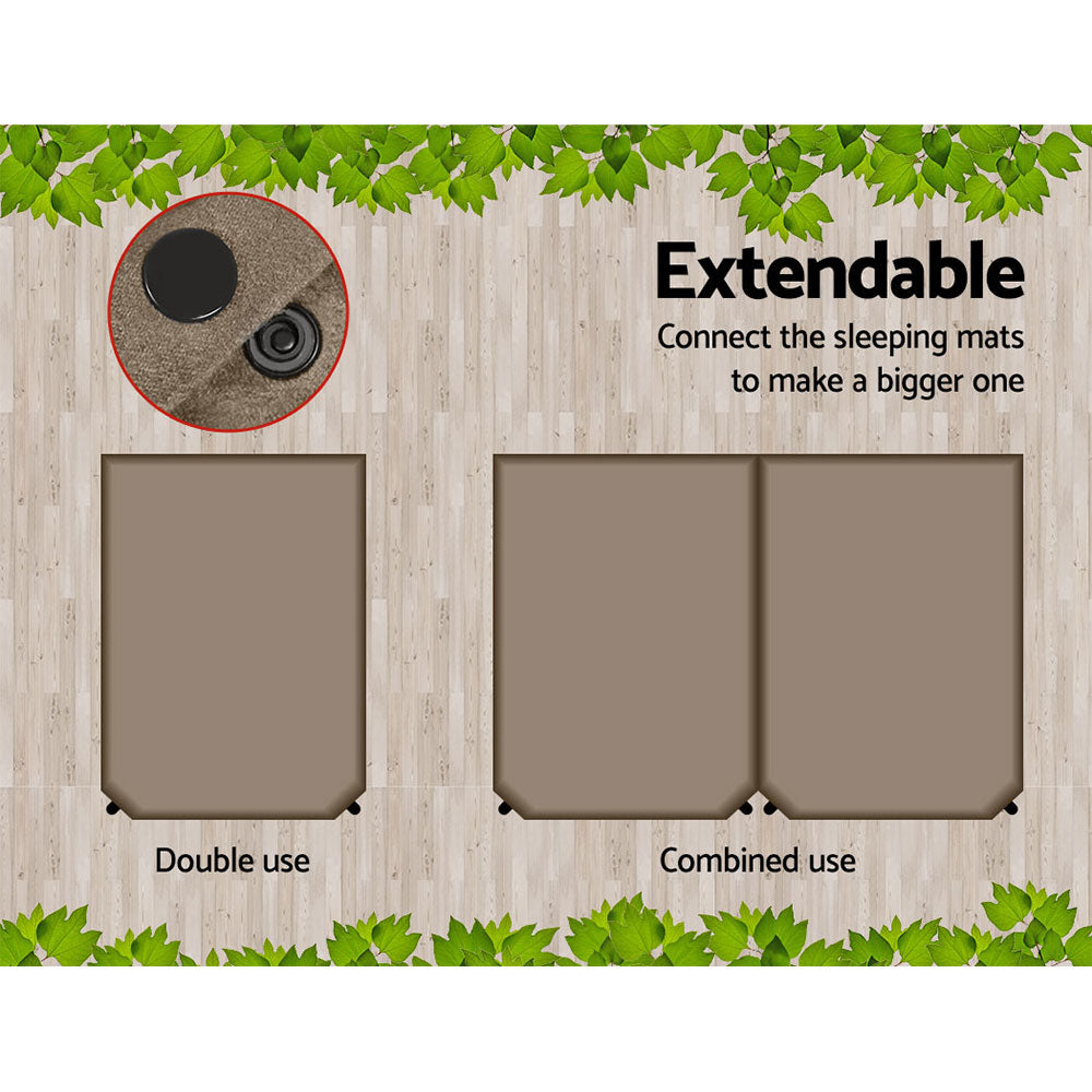 Weisshorn Double Size Self Inflating Mattress Mat 10CM Thick Coffee