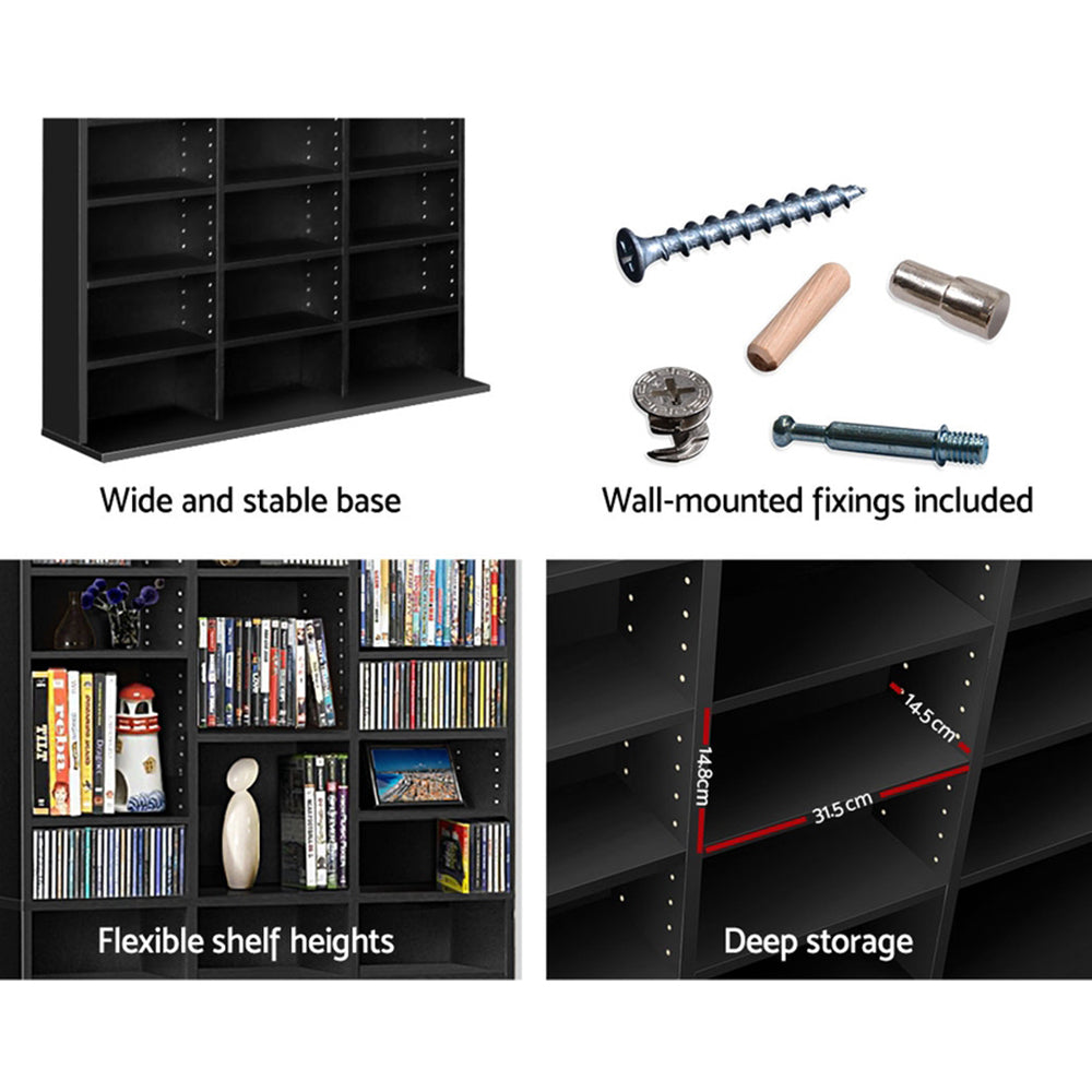 Artiss Adjustable Book Storage Shelf Rack Unit - Black