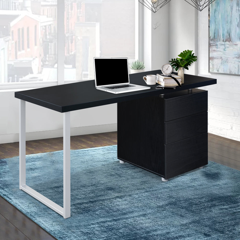 Artiss Metal Desk with 3 Drawers - Black
