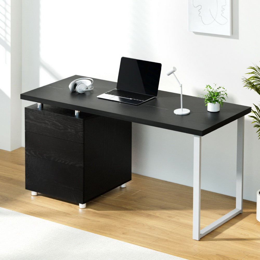 Artiss Metal Desk with 3 Drawers - Black