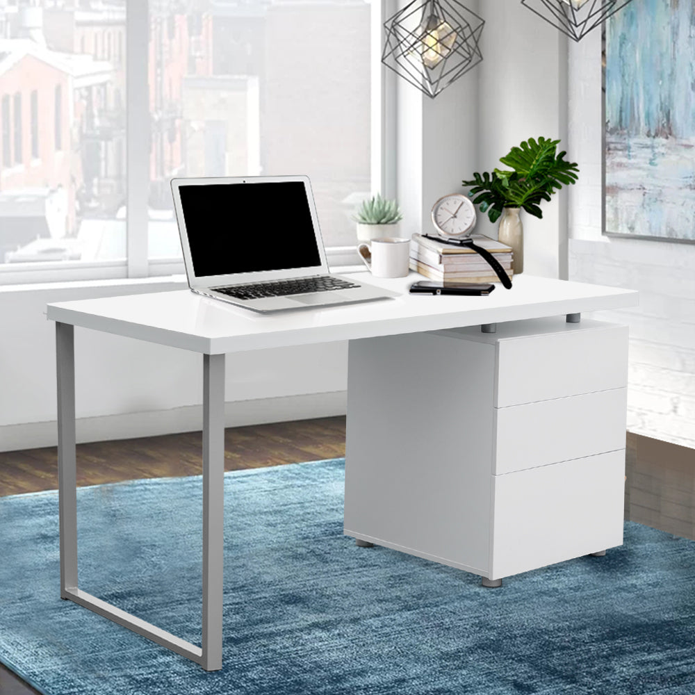 Artiss Metal Desk with 3 Drawers - White