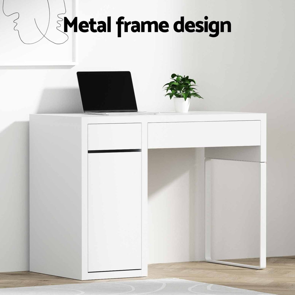 Artiss Metal Desk With Storage Cabinets - White