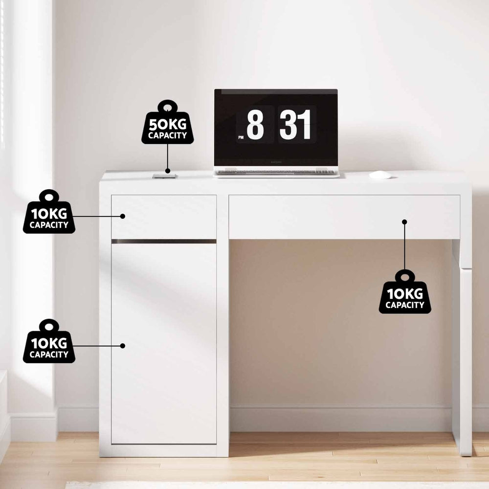 Artiss Metal Desk With Storage Cabinets - White