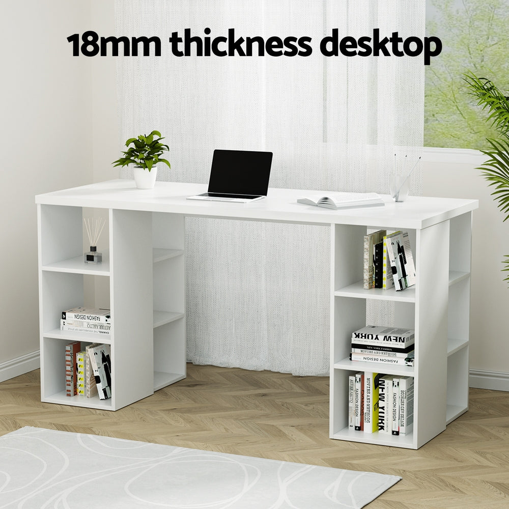 Artiss 3 Level Desk with Storage & Bookshelf - White