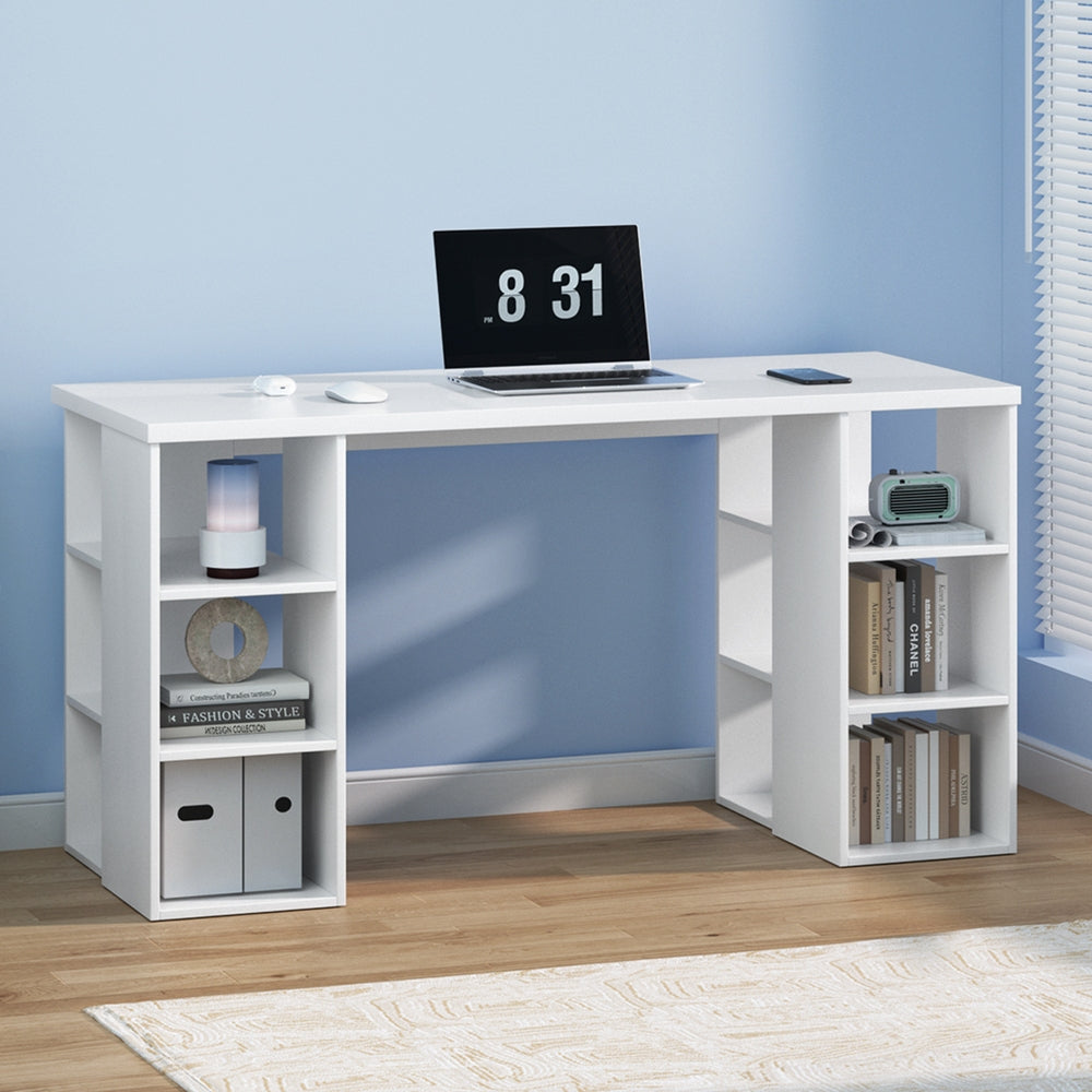 Artiss 3 Level Desk with Storage & Bookshelf - White