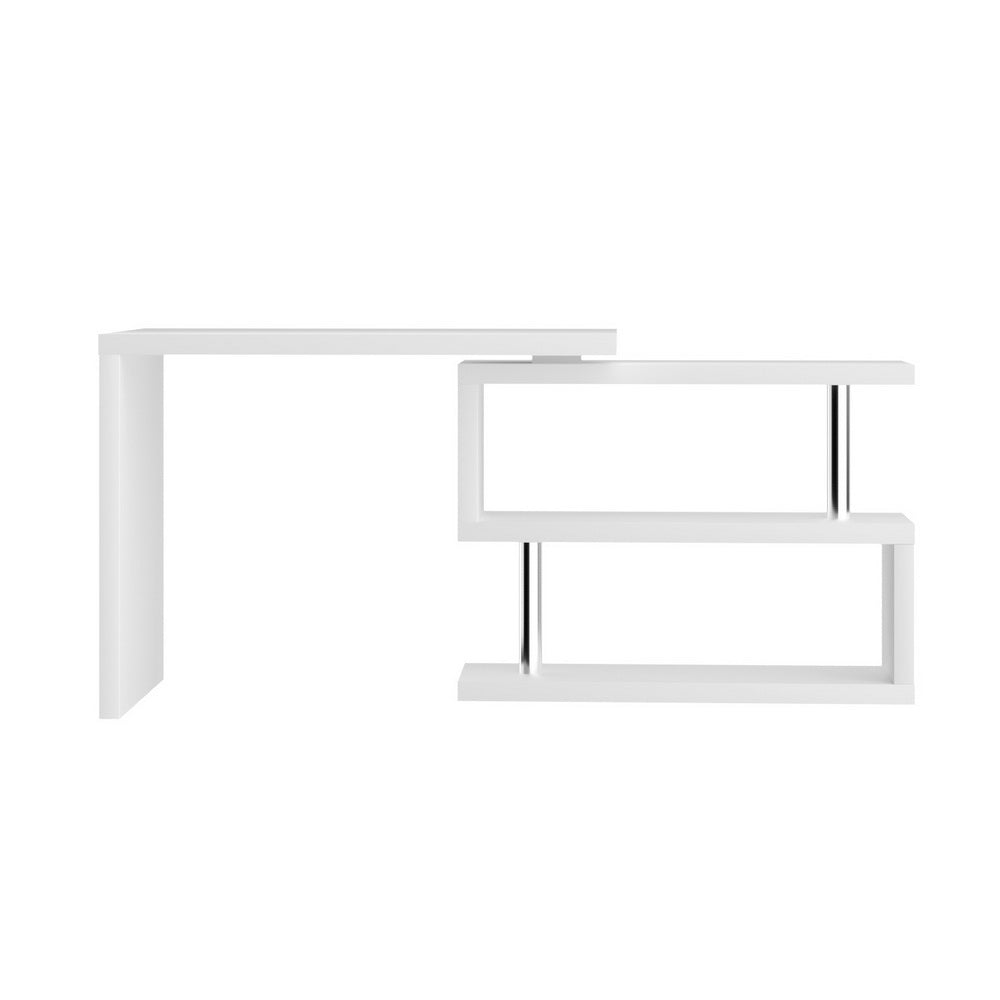 Artiss Rotary Corner Desk with Bookshelf - White