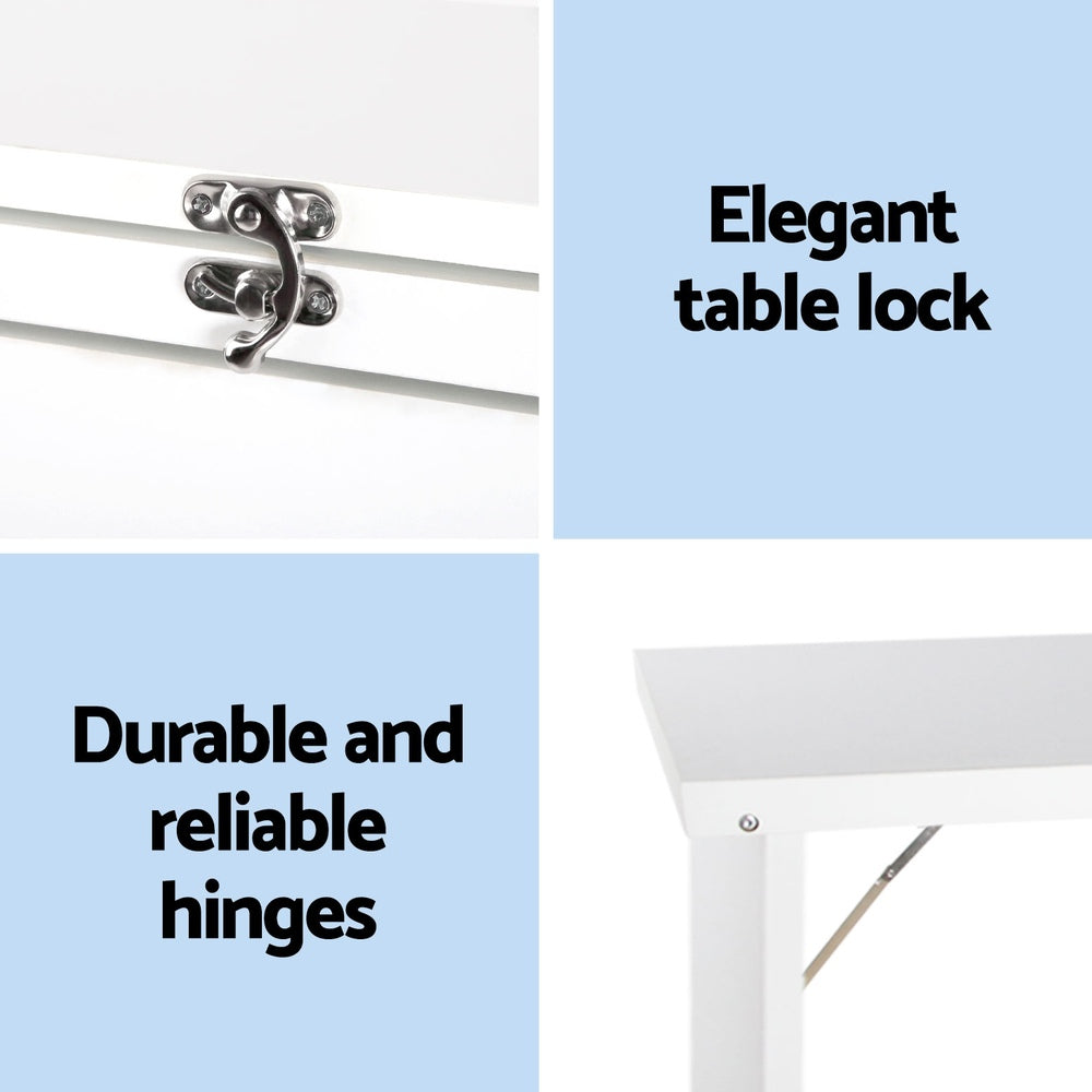 Artiss Foldable Desk with Bookshelf - White