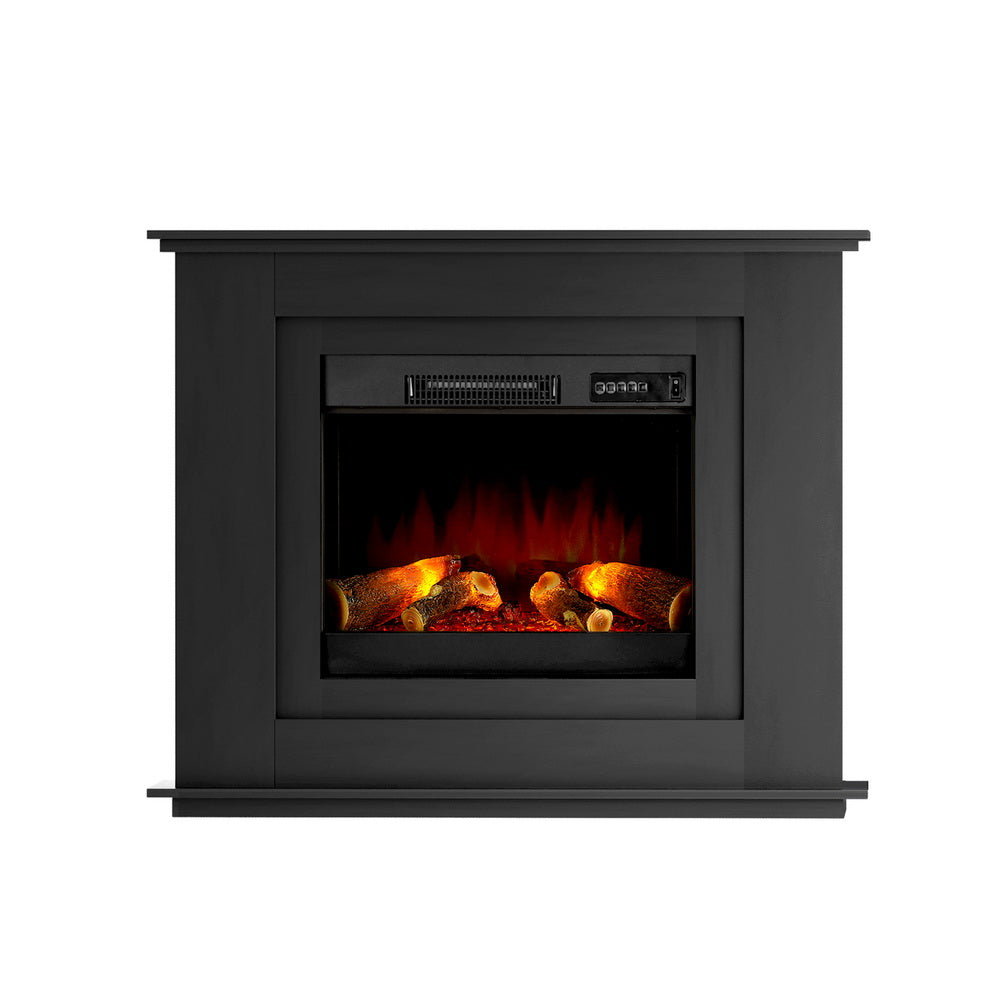 Devanti 2000W Electric Fireplace Mantle Portable Fire Log Wood Heater 3D Flame Effect Black