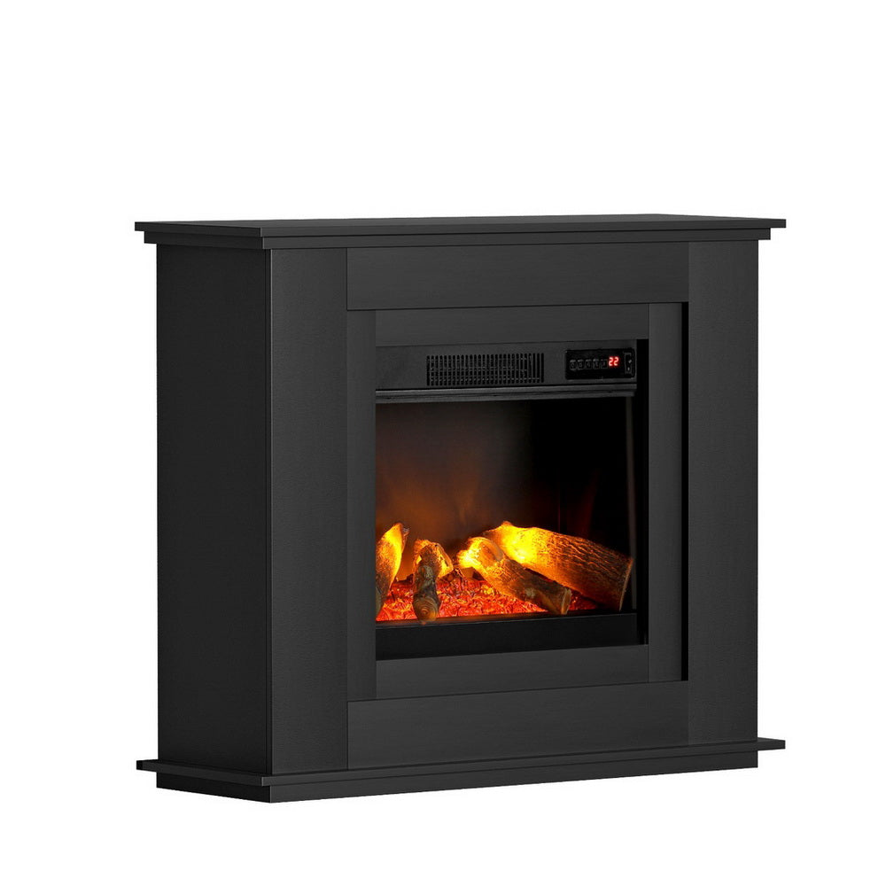 Devanti 2000W Electric Fireplace Mantle Portable Fire Log Wood Heater 3D Flame Effect Black