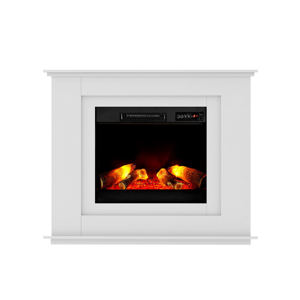 Devanti 2000W Electric Fireplace Mantle Portable Fire Log Wood Heater 3D Flame Effect White