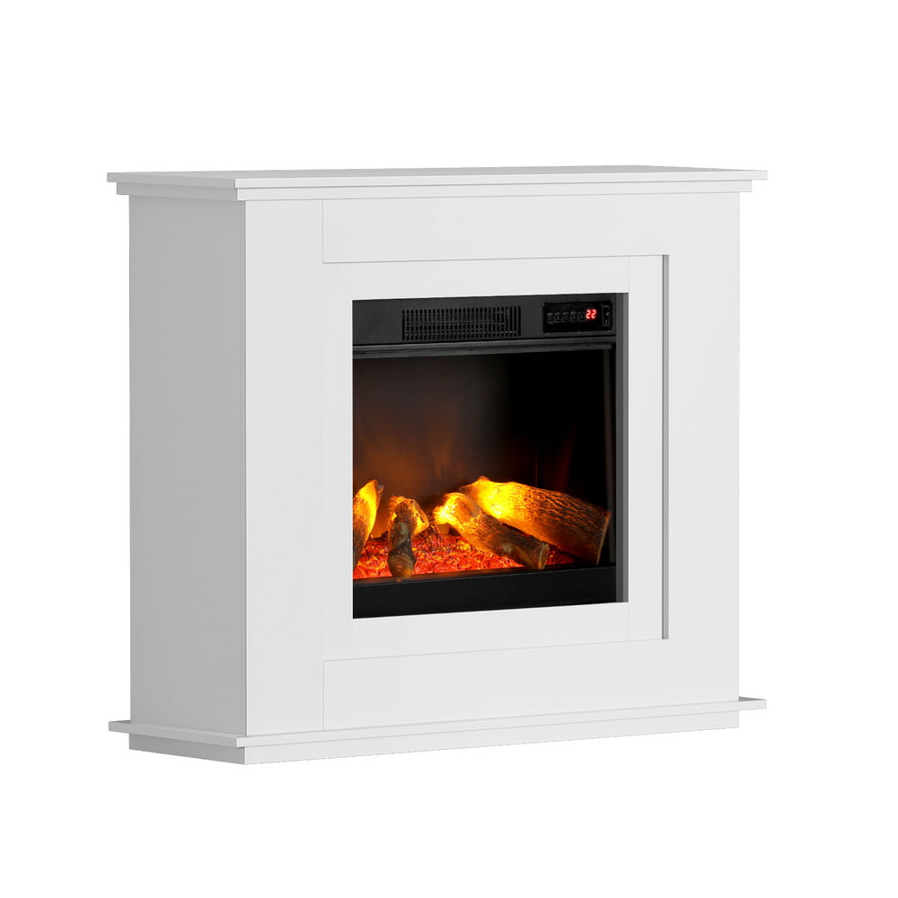 Devanti 2000W Electric Fireplace Mantle Portable Fire Log Wood Heater 3D Flame Effect White