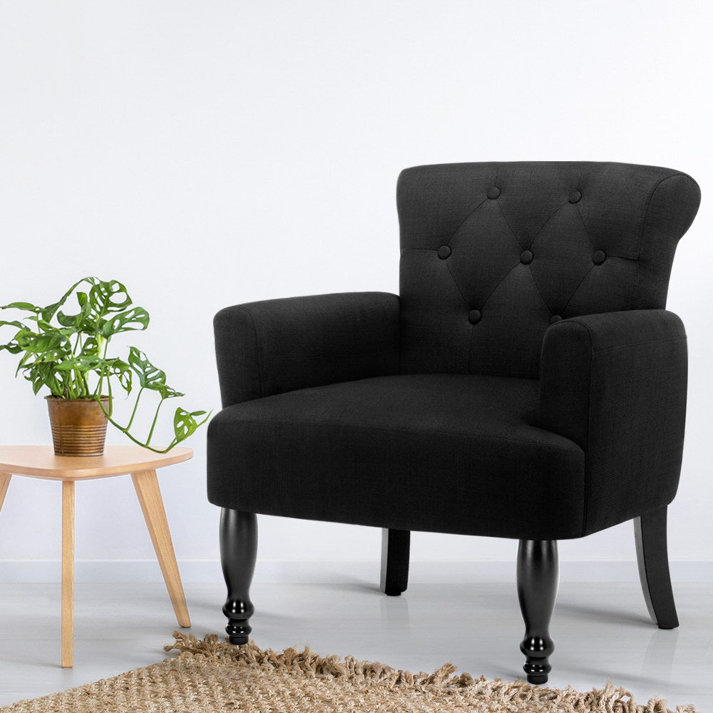 Artiss French Lorraine Chair Retro Wing - Black