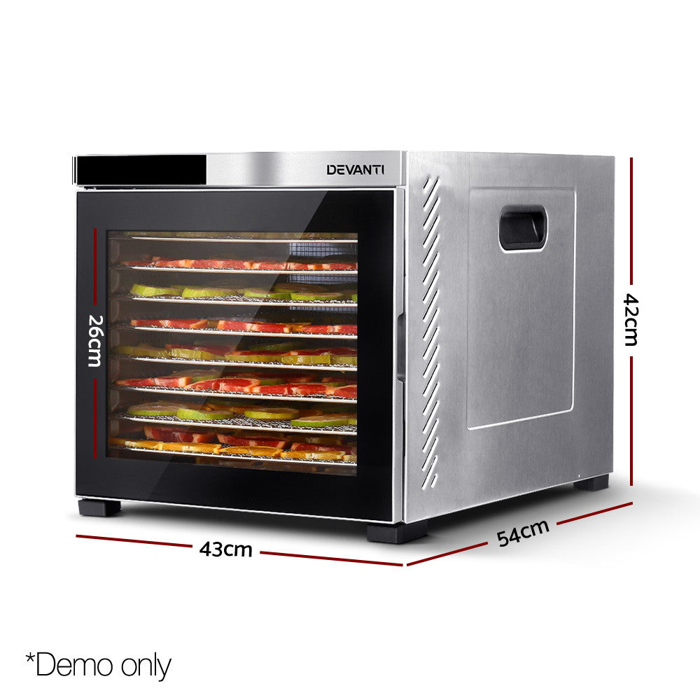 Devanti Food Dehydrators Beef Jerky Dehydrator Fruit Dryer Stainless Steel