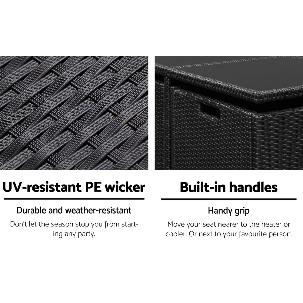 Gardeon 5 Piece Wicker Outdoor Dining Set - Black