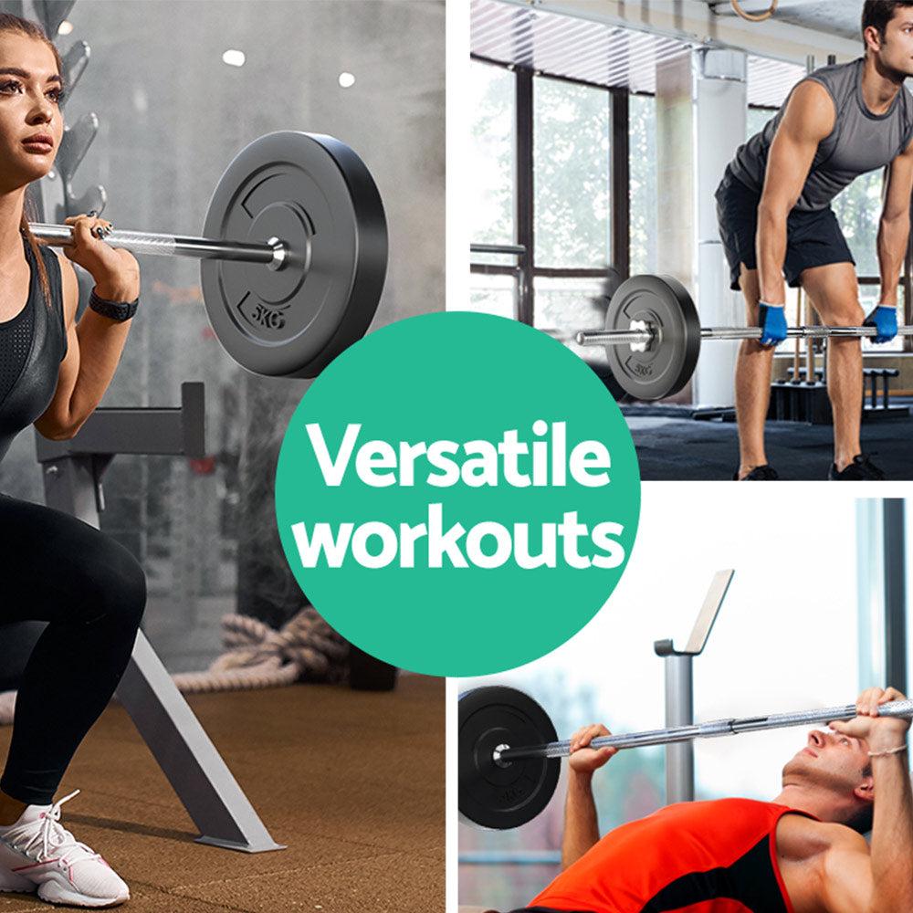 18KG Barbell Weight Set Plates Bar Bench Press Fitness Exercise Home Gym 168cm