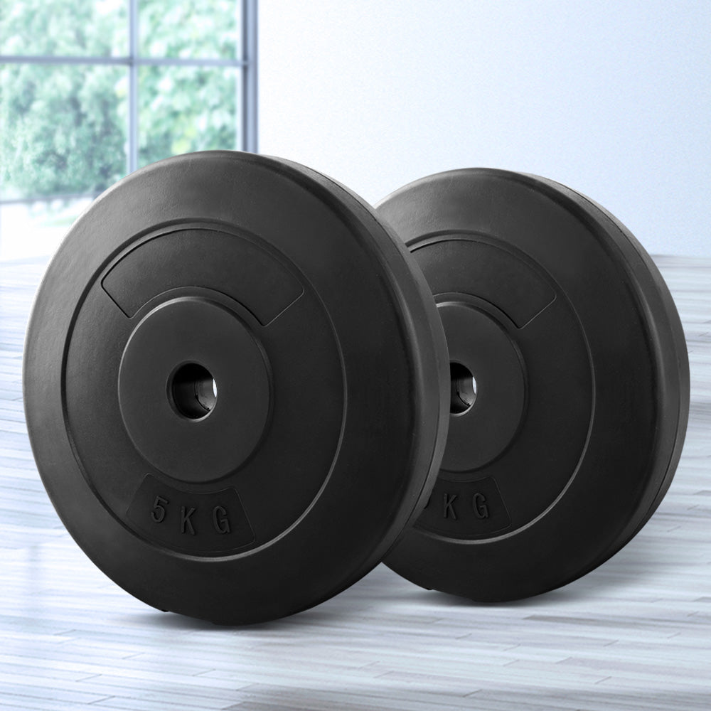 2 x 5KG Barbell Weight Plates Standard Home Gym Press Fitness Exercise Rubber