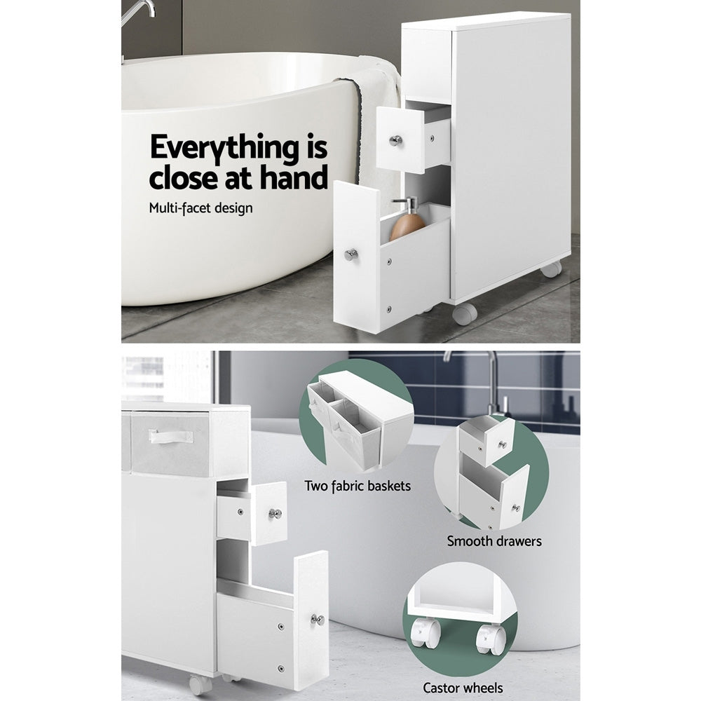 Artiss Bathroom Cabinet Toilet Storage Caddy Holder w/ Wheels