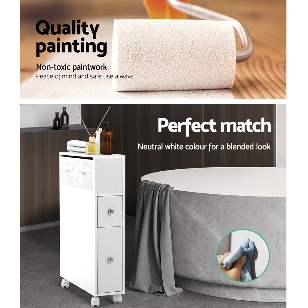 Artiss Bathroom Cabinet Toilet Storage Caddy Holder w/ Wheels