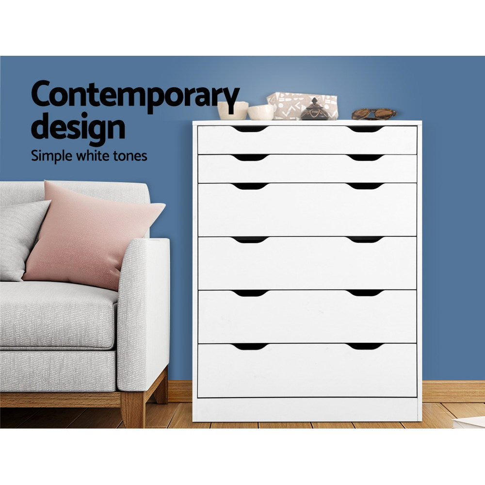 Artiss 6 Chest of Drawers Tallboy Cabinet Storage Dresser Table Bedroom Storage