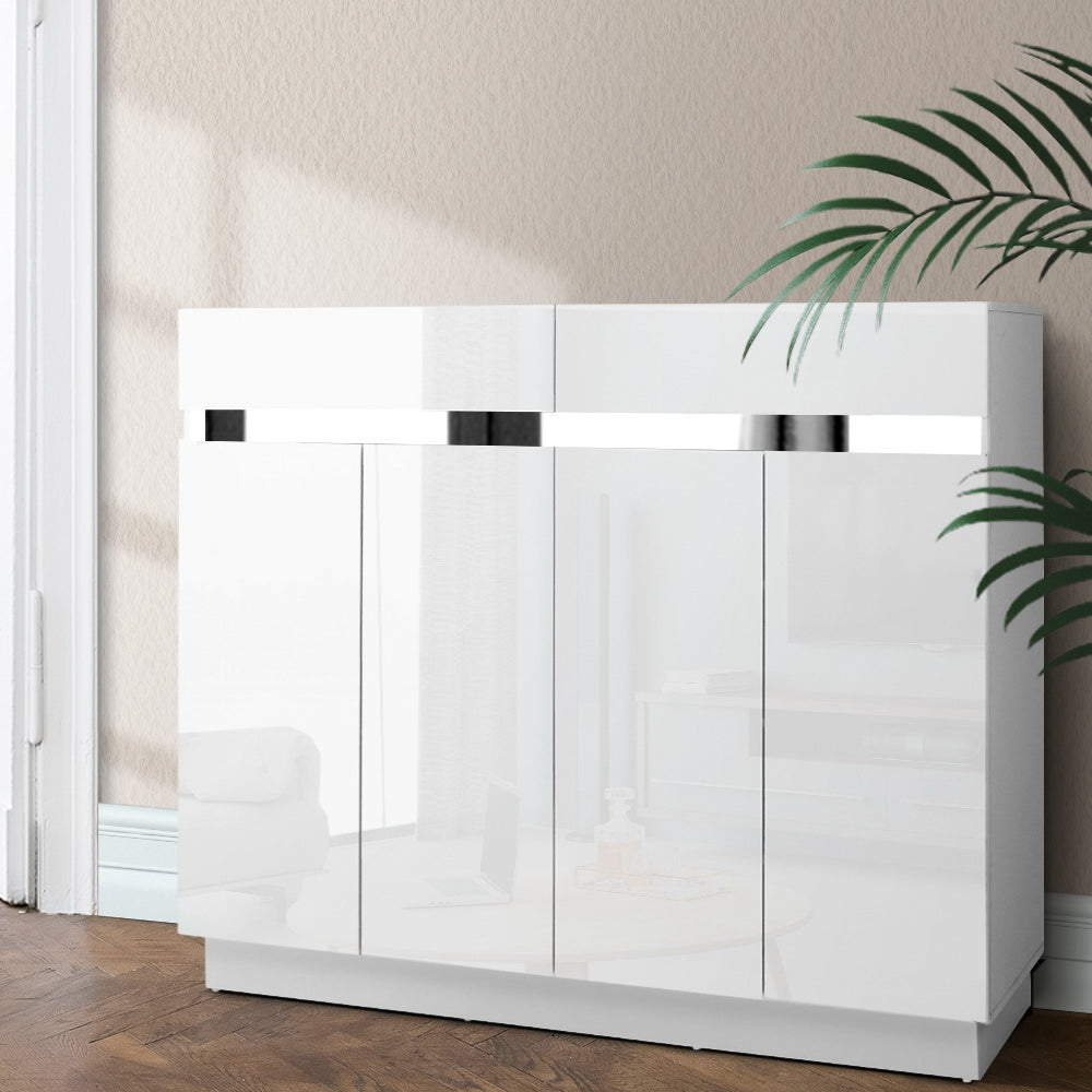Artiss 120cm Shoe Cabinet Shoes Storage Rack High Gloss Cupboard White Drawers