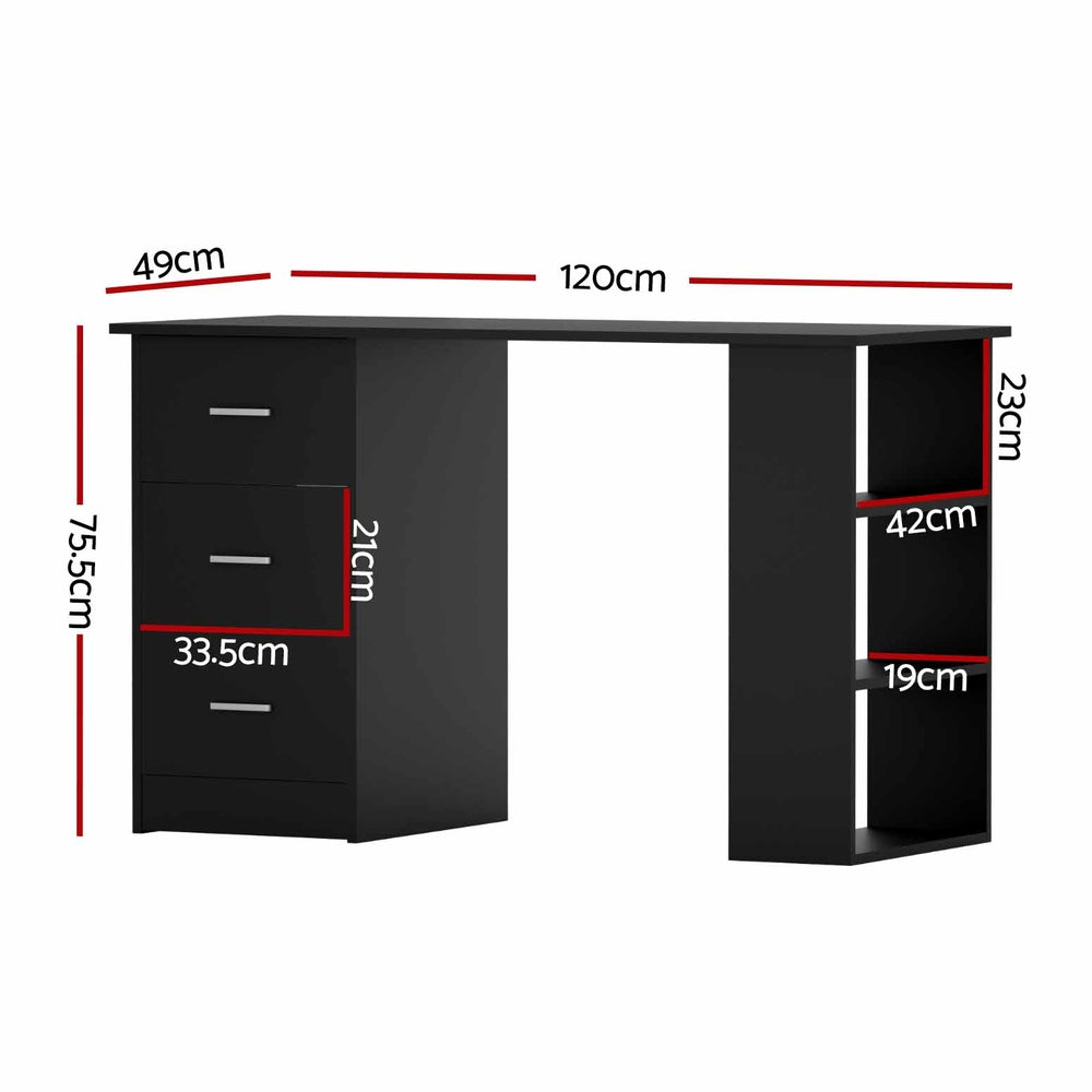 Artiss Office Computer Desk Student Study Table Workstation 3 Drawers 120cm Black