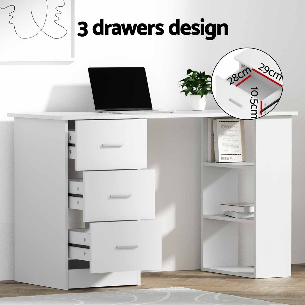 Artiss Office Computer Desk Student Study Table Workstation 3 Drawers Shelf 120cm