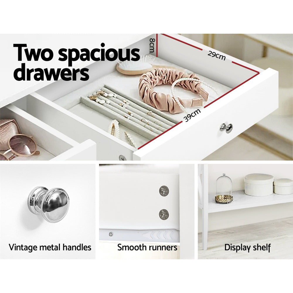 Artiss Console Table Hall Side Entry 2 Drawers Display White Desk Furniture