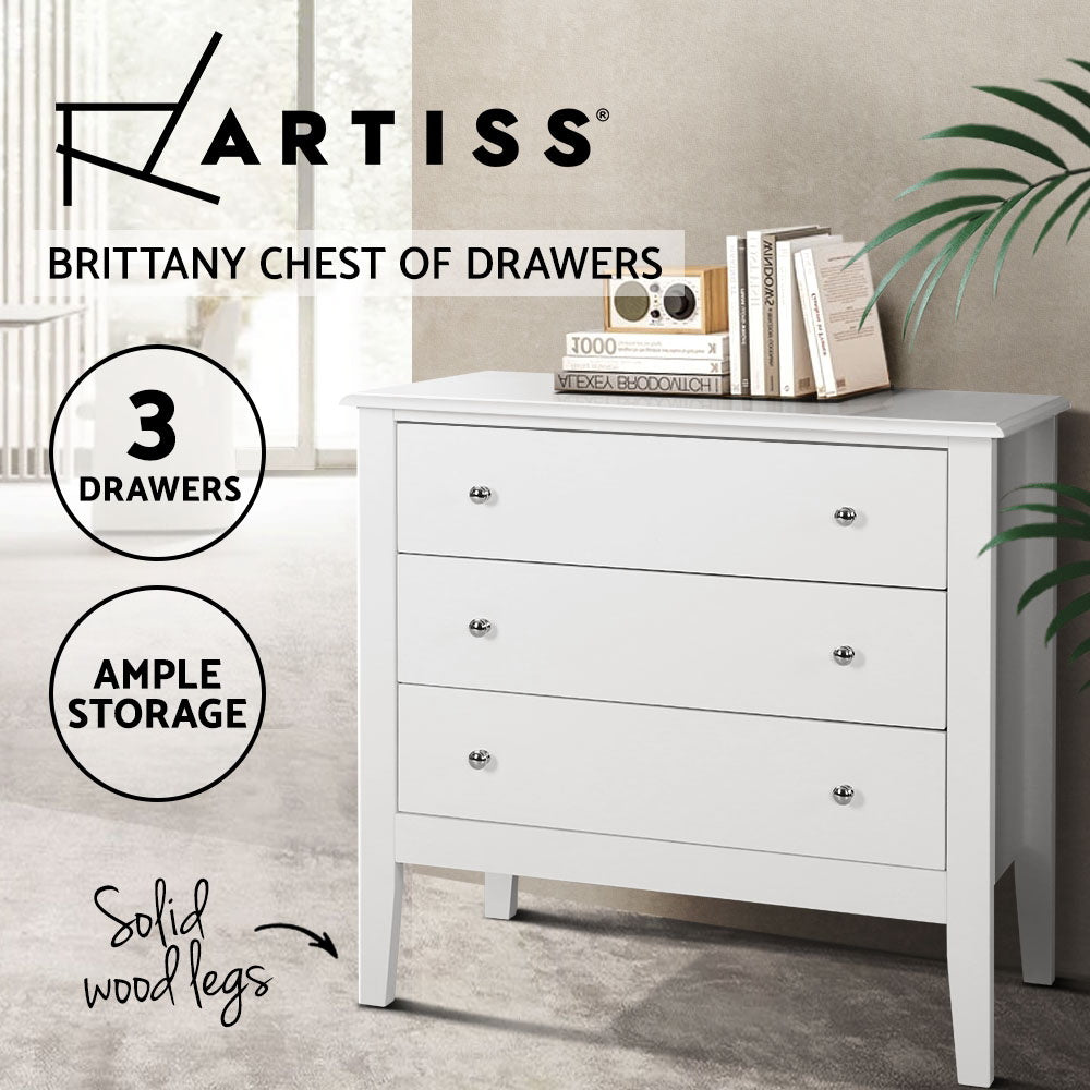 Artiss Chest of Drawers Storage Cabinet Bedside Table Dresser Tallboy White