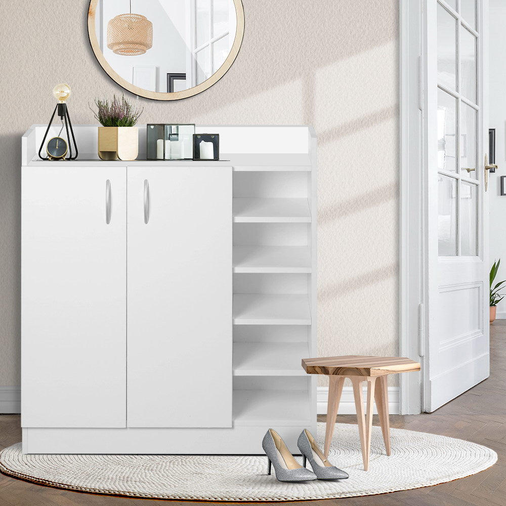 Artiss 2 Doors Shoe Cabinet Storage Cupboard - White