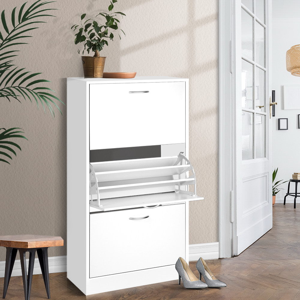 Artiss 3 Tier Shoe Cabinet - White