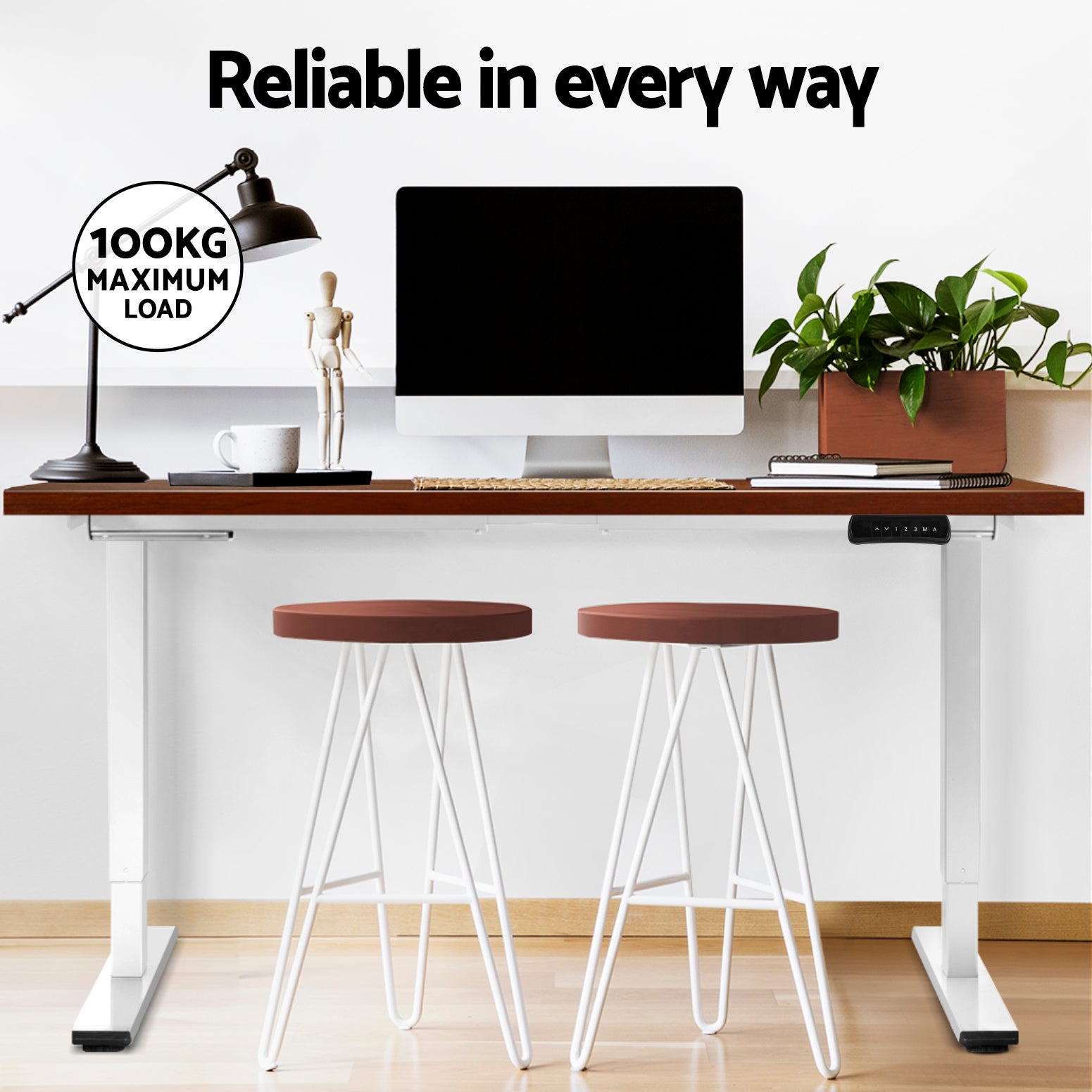Artiss Standing Desk Electric Adjustable Sit Stand Desks White Walnut 140cm
