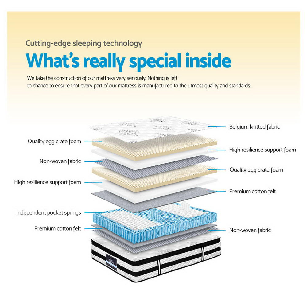 Giselle Bedding Algarve Euro Top Pocket Spring Mattress 34cm Thick King