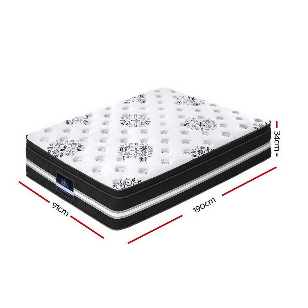Giselle Bedding Donegal Euro Top Cool Gel Pocket Spring Mattress 34cm Thick Single