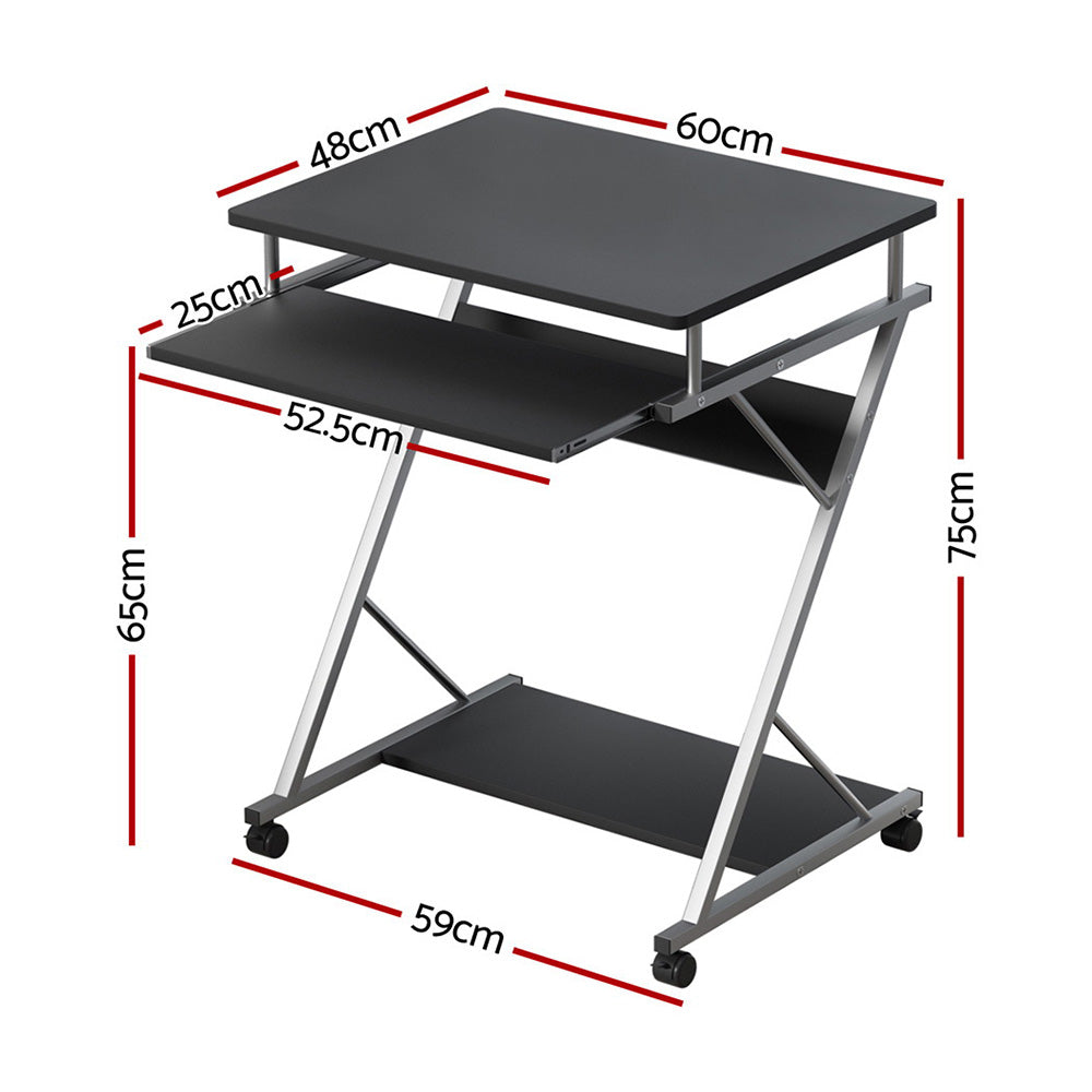 Artiss Metal Pull Out Table Desk - Black