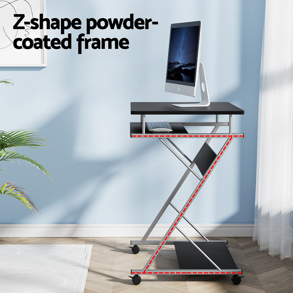 Artiss Metal Pull Out Table Desk - Black