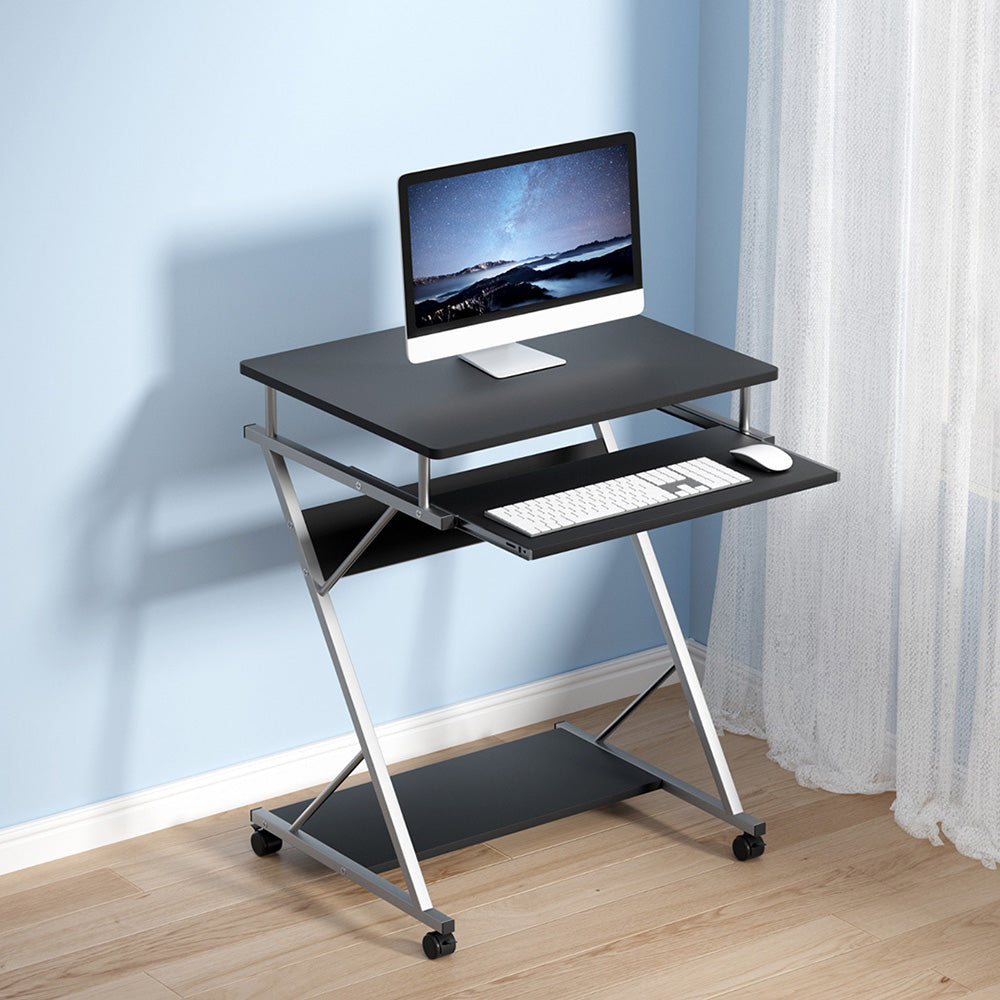 Artiss Metal Pull Out Table Desk - Black