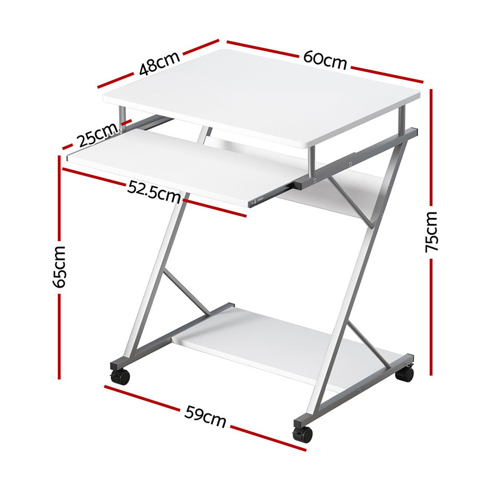 Artiss Metal Pull Out Table Desk - White