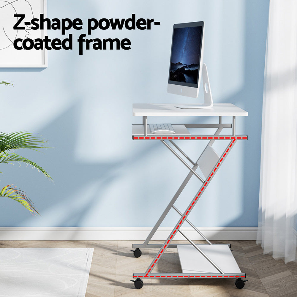 Artiss Metal Pull Out Table Desk - White