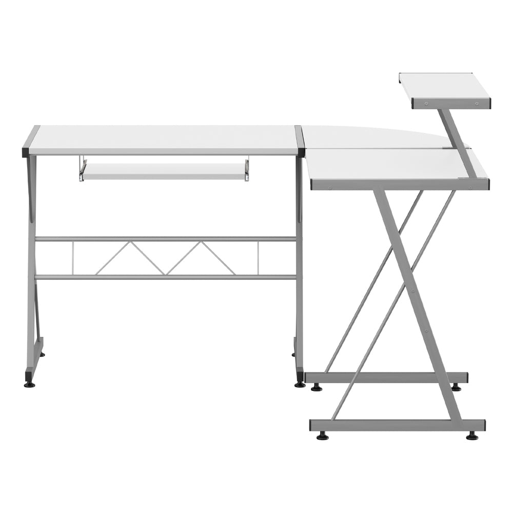 Artiss Corner Metal Pull Out Table Desk - White