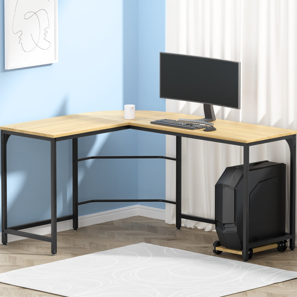 Artiss Corner Computer Desk L-Shaped Student Home Office Study Table Oak