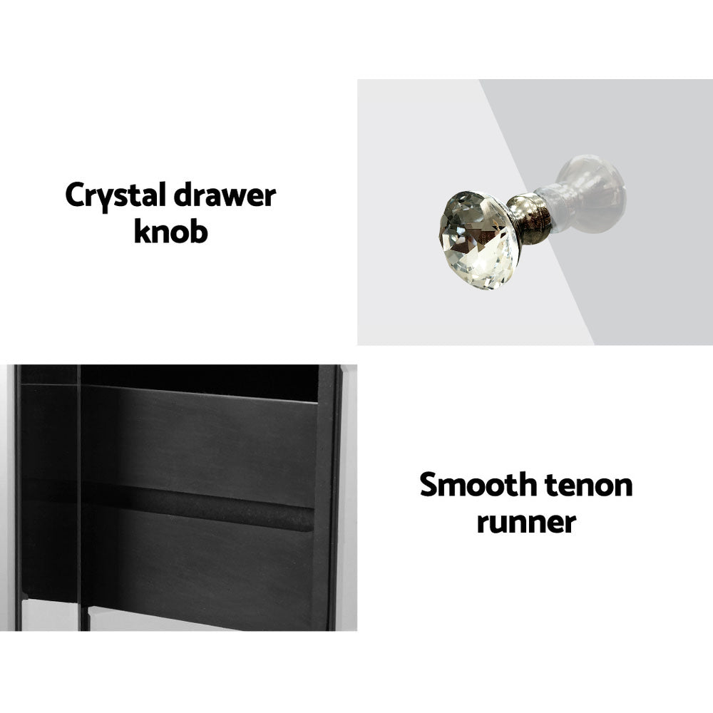 Artiss Mirrored Bedside table Drawers Furniture Mirror Glass Quenn Silver