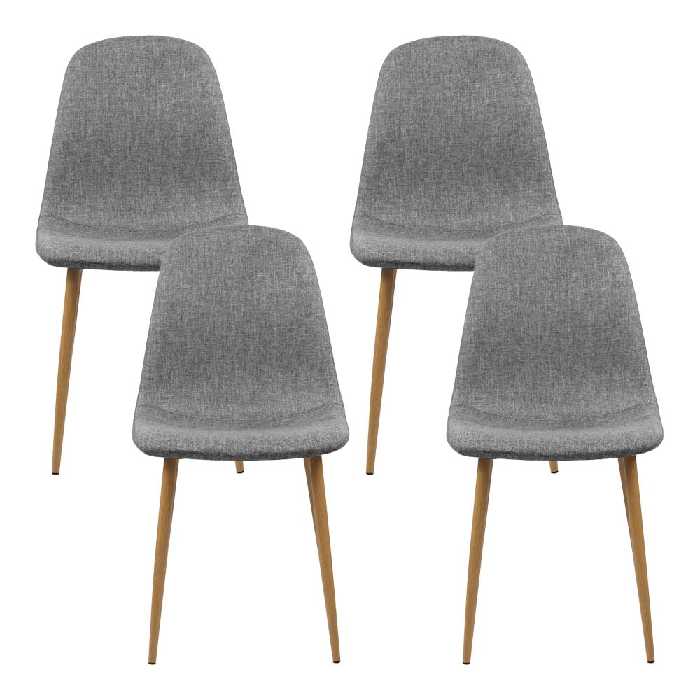 Artiss Set of 4 Adamas Fabric Dining Chairs - Light Grey