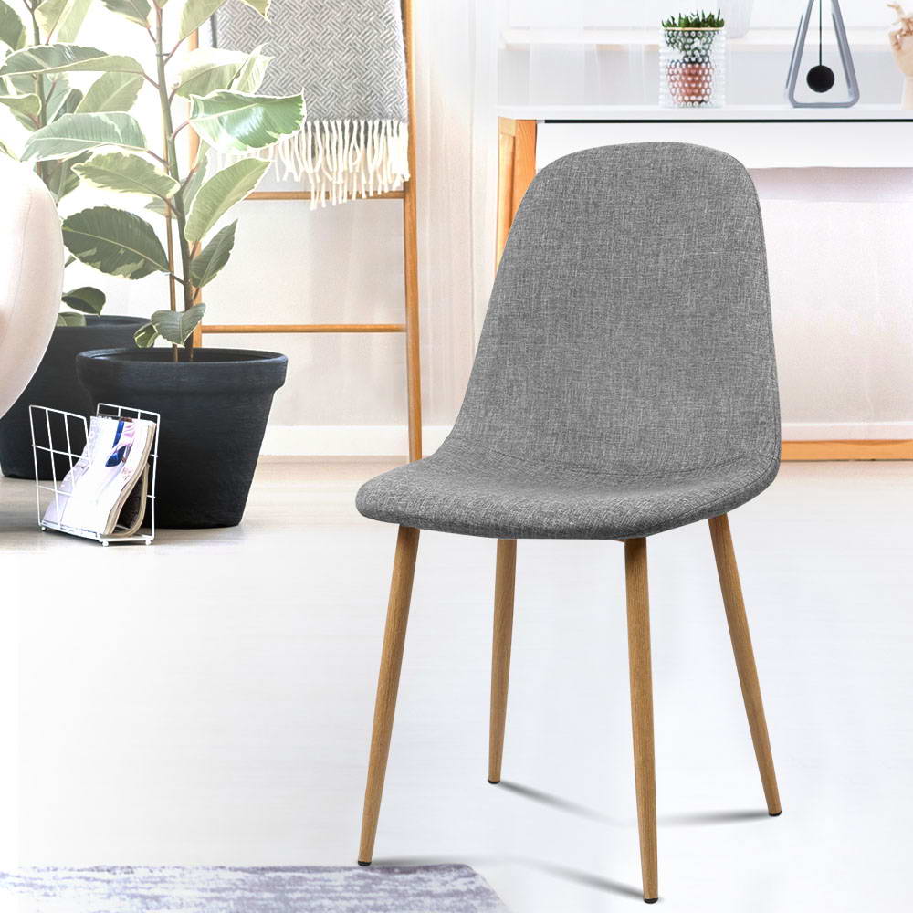 Artiss Set of 4 Adamas Fabric Dining Chairs - Light Grey